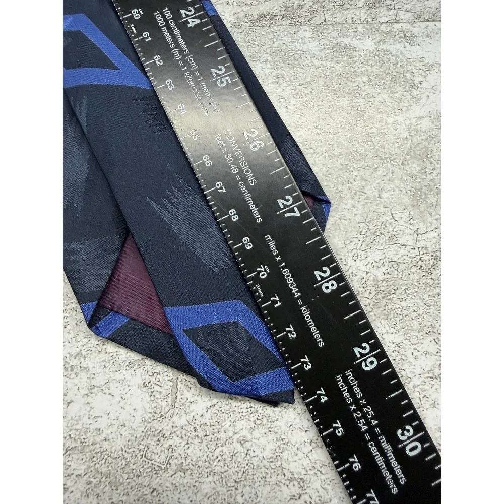 Polo Ralph Lauren Tie Mens OS Navy Diamond Geometric Abstract Cotton HandMade